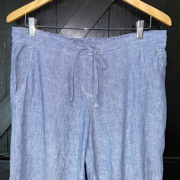 Tommy Bahama Blue 100% Linen Chambray Coconut Shell Button Breathable Pants S/P - Picture 4 of 14